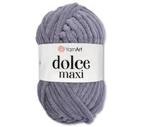 Frida's Wollhaus YarnArt Dolce Maxi Lana de chenilla, 200 g, para tejer, aterciopelada, suave, muy voluminosa, 19 colores (782, gris)