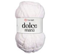 Frida's Wollhaus YarnArt Dolce Maxi Lana de chenilla, 200 g, para tejer, terciopelo, suave, muy voluminosa, 19 colores (745, crema)