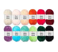 Frida's Wollhaus YarnArt Dolce Mini Set de 12 ovillos de 30 g de chenilla Amigurumi para tejer hilo de ganchillo de 4 juegos (Dolce Mini | Set C)