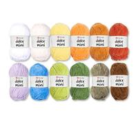 Frida's Wollhaus YarnArt Dolce Mini Set de 12 ovillos de 30 g de chenilla Amigurumi para tejer hilo de ganchillo, 4 juegos (Dolce Mini | Set A)