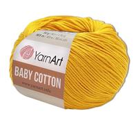 Frida's Wollhaus YarnArt - Ovillo de lana de algodón para bebé, 50 g, 55 colores (432, amarillo sol)