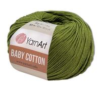 Frida's Wollhaus YarnArt - Ovillo de lana de algodón para bebé, 50 g, 55 colores (443 | Oliva)