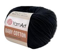 Frida's Wollhaus YarnArt - Ovillo de lana de algodón para bebé, 50 g, 55 colores (460, negro)