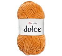 Frida's Wollhaus YarnArt - Ovillo de lana de chenilla Dolce, 100 g, para tejer, ganchillo, amigurumi, 64 colores (854 | Caramel)