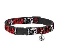 Friday The 13th Breakaway - Collar de Gato con Campana, Clip de plástico, fácil de Ajustar, máscara de Viernes 13, Hacha de máscara de Jason, Salpicaduras de Sangre, Negro y Rojo, 8.5 a 12 Pulgadas