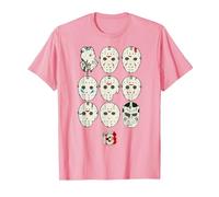 Friday The 13th Jason Masks Camiseta, Hombre, Rosado, XXL