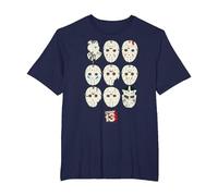 Friday The 13th Jason Masks Camiseta, Hombre Tallas Grandes, Azul Marino, 3X Alto
