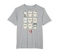 Friday The 13th Jason Masks Camiseta, Hombre Tallas Grandes, Gris Jaspeado, 5X Alto