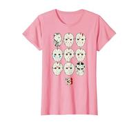 Friday The 13th Jason Masks Camiseta, Mujer, Rosado, XXL