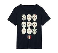 Friday The 13th Jason Masks Camiseta, Mujer Tallas Grandes, Negro, 1XL Grande
