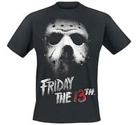 Friday The 13th Mask Hombre Camiseta Negro XL, 100% algodón, Regular