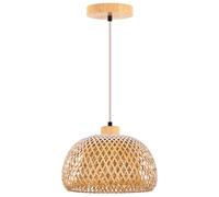 FRIDEKO HOME Lámpara colgante de ratán natural de bambú para mesa de comedor con casquillo E27, lámpara de techo bohemia, canasta, pantalla de ratán, para dormitorio, salón, pasillo, cocina