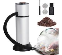 FrideMok Set de ahumado con pipa de humo,Smoking Gun Portátil Cocina molecular con chips de madera para comida, carnes, quesos, bebidas - Plata