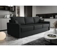 Friderik Avanti DL - Sofá de piel auténtica con función de dormir y cajonera, tamaño XL, 230 cm, piel natural, diseño clásico, cómodo y resistente, color negro