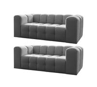 Friderik Baloo Juego de sofá de 2 x 2 plazas de 200 cm - Espuma HR - Diseño moderno y confort - Tejido Tiffany (gris)