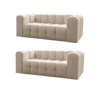 Friderik Baloo - Sofá de 2 x 2 plazas de 200 cm - Espuma HR - Diseño moderno y confort - Tejido Tiffany (Beige)