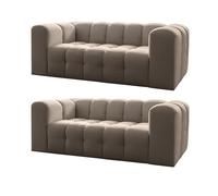 Friderik Baloo - Sofá de 2 x 2 plazas de 200 cm - Espuma HR - Diseño moderno y confort - Tejido Tiffany (Taupe)