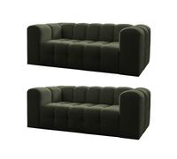 Friderik Baloo - Sofá de 2 x 2 plazas de 200 cm - Espuma HR - Diseño moderno y confort - Tela Tiffany (verde)