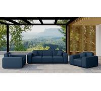 Friderik Juego de muebles de jardín Patio 3+1+1 - Sofá de 3 plazas y dos sillones, tela Odyssey (Ocean)