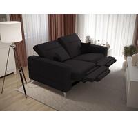 Friderik Sofá de 2 plazas con función de relajación eléctrica, Malibu Relax II, piel sintética Madryt, 180 cm, reposacabezas ajustables, patas metálicas elegantes (negro)