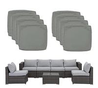 frides Patio Cushion Covers Replacement, 8-Piece Outdoor Sectional Rattan Sofa Set, Waterproof Chair Seat Cover for Sofa Couch Furniture Outside Zipper Design(Grey,24x22x4in)