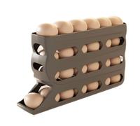 Fridge Egg Holder, 4 Layer Rolling Egg Tray, 13.86x2.76in Automatic Dispenser Organizer, Anti Slip Storage Design, Space Saving Rack for Kitchen, Bakery, Farmers Market, RV, Picnic, Food Prep