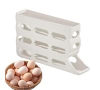 Fridge Egg Holder, 4 Layer Rolling Egg Tray, 13.86x2.76in Automatic Dispenser Organizer, Anti Slip Storage Design, Space Saving Rack for Kitchen, Bakery, Farmers Market, RV, Picnic, Food Prep