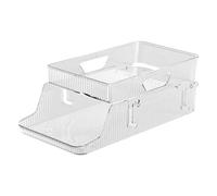 Fridge Organizer, Refrigerator Can Holder, Stackable Storage, Transparent Drink Dispenser, Sturdy Bin, Fridge Container for Hotel, Apartment, Restaurant, Rental Kitchen Use
