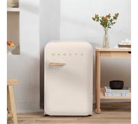 FRIDGE RETRO 107L - Frigorífico De Estilo Retro Blanco Roto & Oro
