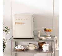 FRIDGE RETRO 48L - Frigorífico De Estilo Retro Blanco Roto & Oro