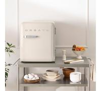 FRIDGE RETRO 48L - Frigorífico De Estilo Retro Blanco Roto & Plata