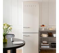 FRIDGE STYLANCE 330L - Frigorífico Combi De Estilo Retro Blanco Roto & Plata