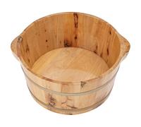 Fridgestea Bañera de pies de madera con asa, piscina para pies de madera, 36,5 x 18 cm (diámetro x altura), cubo de baño redondo para pies / masajes / pedicura / casa - color madera