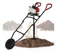 Fridgestea Broca de gasolina de 63 cc con broca de 80 mm, 3 HP con acoplamiento centrífugo, plegable, para agricultura, silvicultura, plantación de árboles, color negro