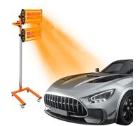 Fridgestea Secador de Pintura por Infrarrojos 2 × 1000 W, Superficie de cocció 0.8 x 0.6 m Lámpara Infrarroja Pintura 230 V rotación de 360° con soporte regulable en altura para coche