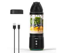 Potente licuadora portátil de 240 W, recargable por USB-C, a prueba de fugas y compacta, botella de 700 ml sin BPA, cuchillas dentadas de 6 hojas, perfecta para batidos, batidos de proteínas, ideal