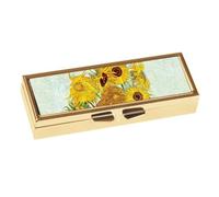 Fridolin 19982 Pastillero con espejo, compartimento para pastillas de 7 días, Vincent van Gogh - Girasoles