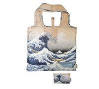 Fridolin Bolsa: Hokusai, gran ola - "I was a bottle" reciclada, bolsa en bolsa, ancho x alto: aprox. 45,5 x 68,5 cm (abierto); ancho/alto: 15,5 × 9,5 cm (cerrado en bolsa pequeña), carbón, 45,5 × 68,5