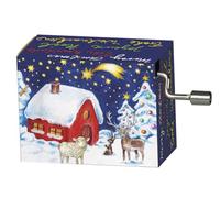 Fridolin Caja de música con mecanismo de giro, diseño navideño con texto "We Wish You a Merry Christmas"