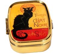 Fridolin Caja de Pastillas Gato Negro de Metal, Multicolor, 5.1x3.6x1.8 cm