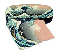 Fridolin Hokusai - Funda para gafas con revestimiento de terciopelo y paño de limpieza, multicolor, 7x16x3