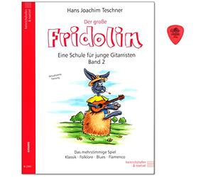 Fridolin la Gran Banda 2 - Guitarra Escuela para individual y de grupo de clases de Hans Joachim tesc hner - mehrstimmige parte - Clásico, folklore, Blues, Flamenco - Ordenador libro con Dunlop Púa