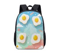 Fried Egg & Clouds - Mochila de 17 pulgadas con estampado de dibujos animados para la escuela, niños y adolescentes, bolsa geométrica para laptop, 01., L, Minimalista