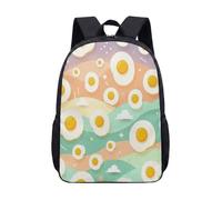 Fried Egg & Clouds - Mochila de 17 pulgadas con estampado de dibujos animados para la escuela, niños y adolescentes, bolsa geométrica para laptop, 02., L, Minimalista