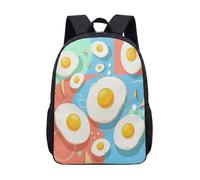 Fried Egg & Clouds - Mochila de 17 pulgadas con estampado de dibujos animados para la escuela, niños y adolescentes, bolsa geométrica para laptop, 07, L, Minimalista