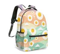 Fried Egg Sunny Side Up Sky Print Mochila de 16 pulgadas Kawaii de dibujos animados para niños, niñas y mujeres impresa, 02., L, Casual