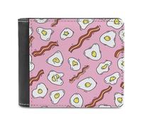 Fried Eggs and Bacon - Cartera plegable para hombre con tarjetero y monedero de cuero