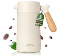 Friedewald® Thermo French Press - para café y té - 1 L/8 tazas - para camping y hogar - doble pared aislada - Prensa de café francesa - Acero inoxidable austriaco - 8 h térmico (crema y beige)