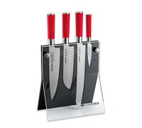 F. DICK Red Spirit 8177200 - Bloque de cuchillos con cuchillo, cuchillo de cocina, cuchillo de pan, cuchillo de oficina, acero X55CrMo14, 56 ° HRC