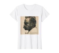 Friedrich Nietzsche ECCE Homo Filósofo Filosofía Pensador Camiseta gráfica económica, Mujer, Blanco, XL